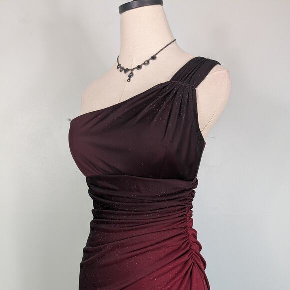 Vintage Nites Prom Dress Maxi Gown 6P Red Fairy Y2K Goth 90s Ombre Ruffle Glam - Picture 7 of 12